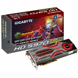 GV-R597D5-2GD-B - Gigabyte Tech GIGA-BYTE Radeon HD 5970 Graphics Card ATi Radeon HD 5970 725MHz 2GB GDDR5 SDRAM 512bit PCI Express 2.0 x16 DVI-I Mini Displa