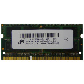 MT16JSF25664HZ-1G1F1 - Micron Technology 2GB DDR3-1066MHz PC3-8500 non-ECC Unbuffered CL7 204-Pin SoDimm 1.35V Low Voltage Dual Rank Memory Module